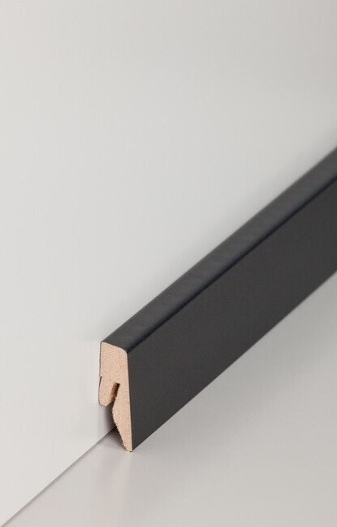 Sockelleiste MDF 15 x 40 x 2500 mm Schwarz zum Kleben, Clipsen, Schrauben & Nageln MDF-Kern foliert Fußleiste by PROVISTON 2.5 Meter | 1 Stück