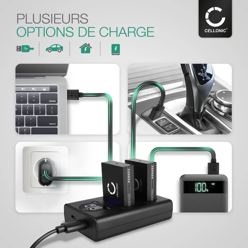 Plus de panne de batterie : Pack LP-E12 pour Canon EOS M50 et Chargeur x2 - 3