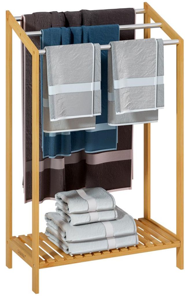 CASARIA® Wieszak na ręczniki Stojący Drewno bambusowe 3 Zdjęcie produktu 