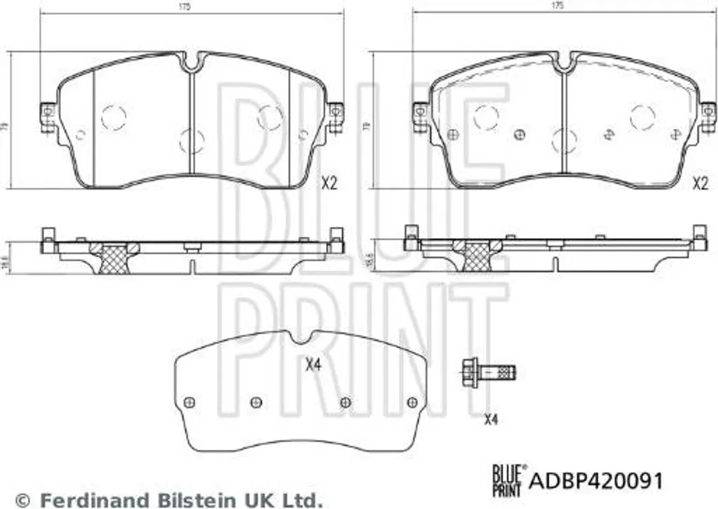Plaquettes de frein Blue Print ADBP420091 Haute Performance OE LR091568