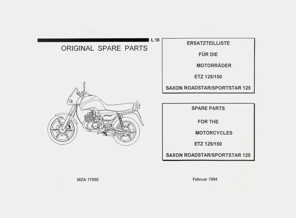 Livre de Pièces de Rechange MZ ETZ 125/150 - Documentation Moto MZ