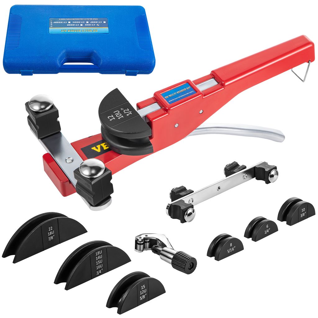 VEVOR Rohrbieger, 7 Matrizen 1/4-7/8 Zoll 6-22 mm Ratschen-Rohrbiegegerät-Set, 90°-Handrohrbieger mit Rückbiegevorsatz, 10 KN Biegekraft Handbie...