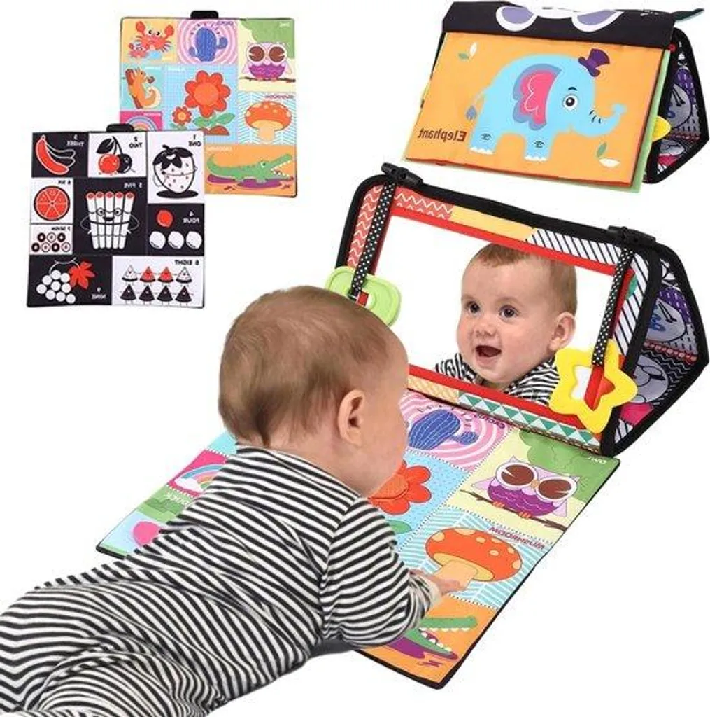 Livre en tissu doux noir et blanc pour bébés dès 3 mois - Éveil sensoriel