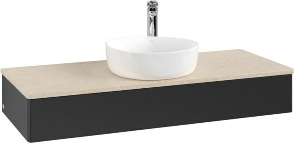 V&B Waschtischunterschrank ohne Frontstruktur, mit Beleuchtung Antao 120x19x50cm, HL, WBP botti., bla m Lac