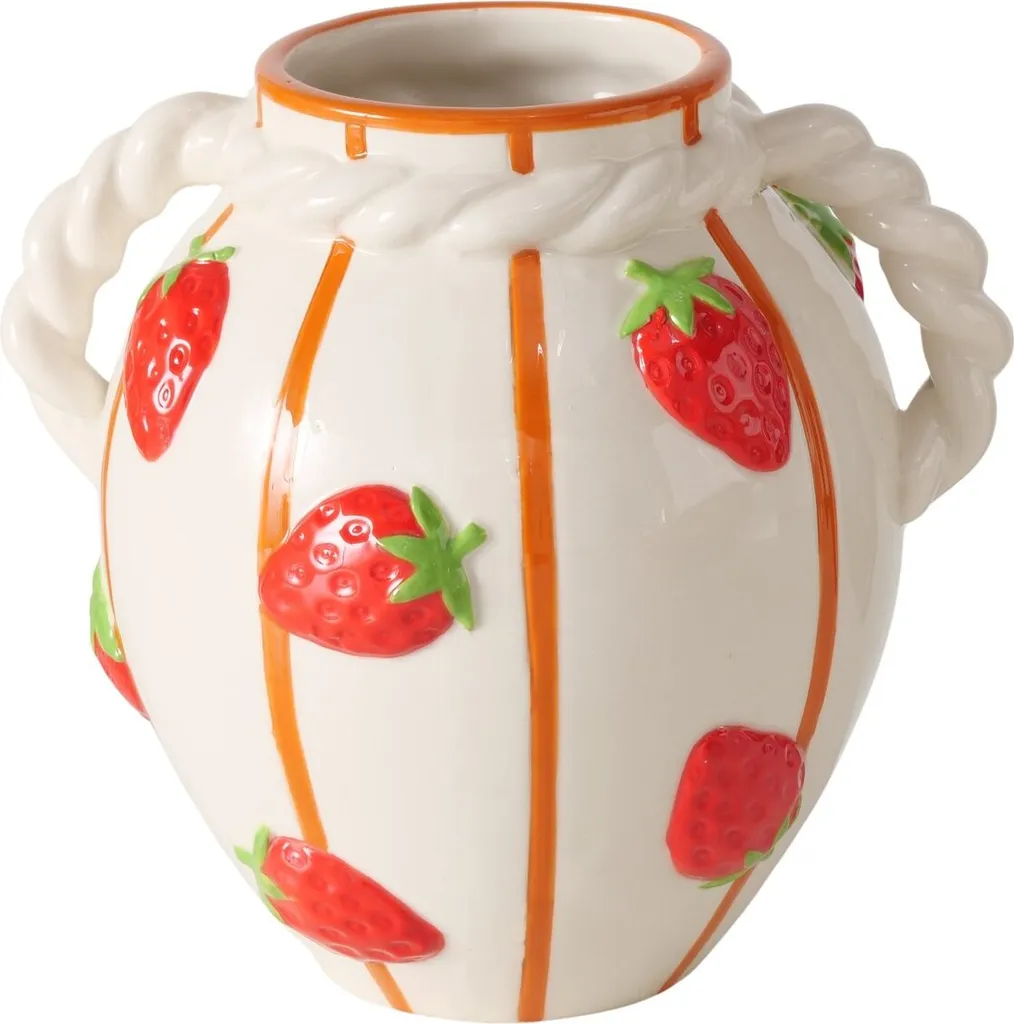 Vase en céramique fraise pour décoration de table et salon moderne
