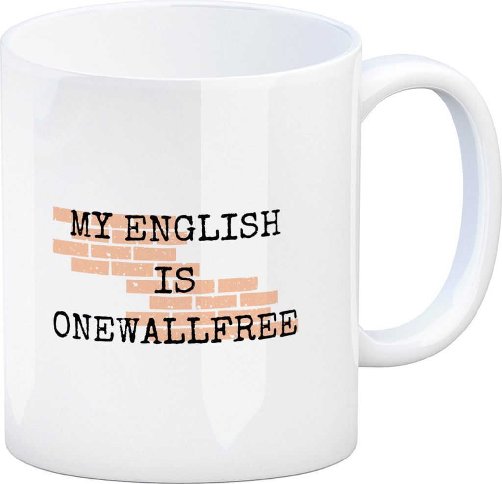 Denglisch Kaffeebecher mit Spruch - My english is Produktbild 