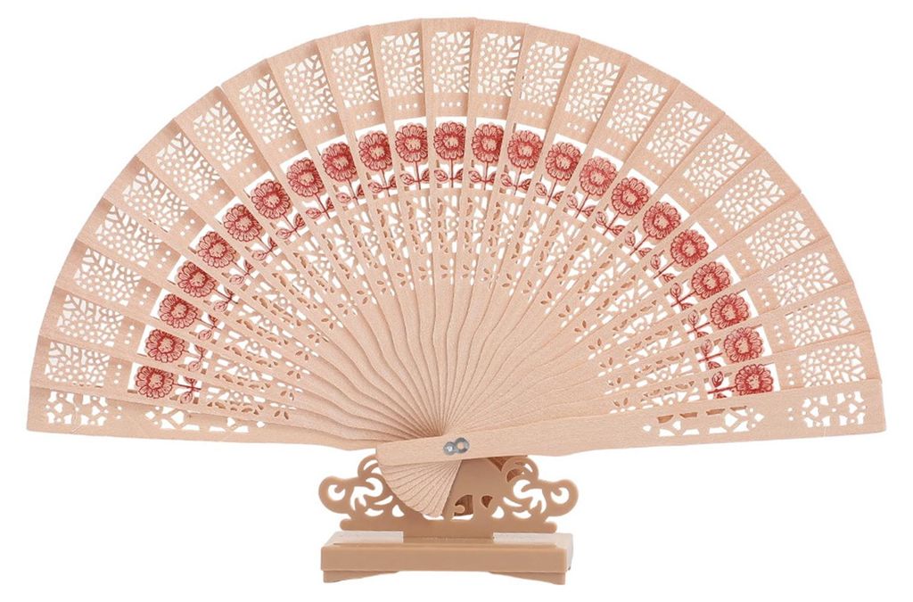 Klappfächer aus Holz mit hohlen Rippen, chinesisch-japanischer Vintage-Stil, tragbarer Handfächer für Hochzeiten, Tanzpartys, dekorativer Handf...