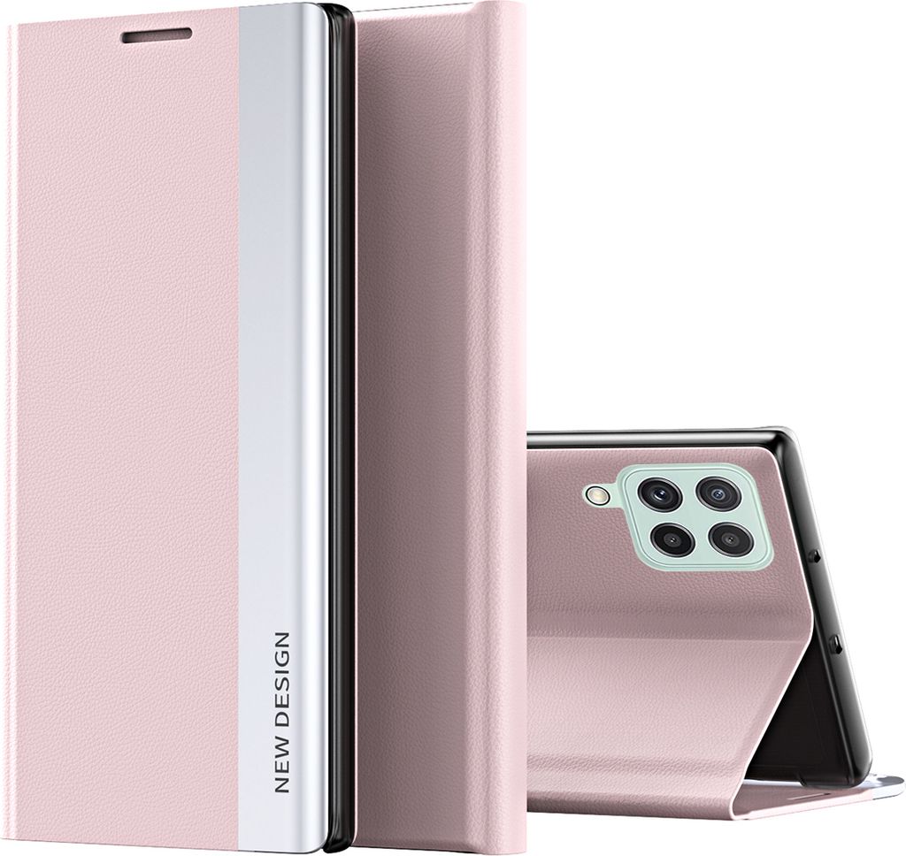 Galaxy A22 4G Hülle, LaimTop Leder PolyurethanMagnetisch Klapp Stand Schutzhülle für Samsung Galaxy A22 4G Rosa