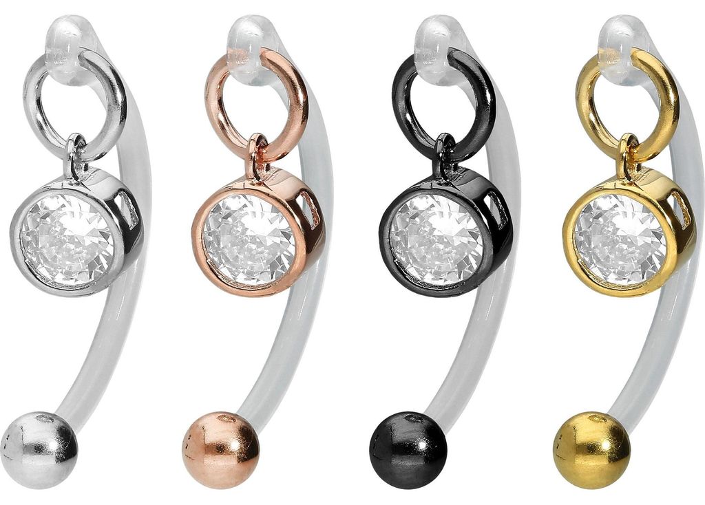 Bauchnabelpiercing PMFK Bananabell mit Chirurgenstahl-Design KRISTALL