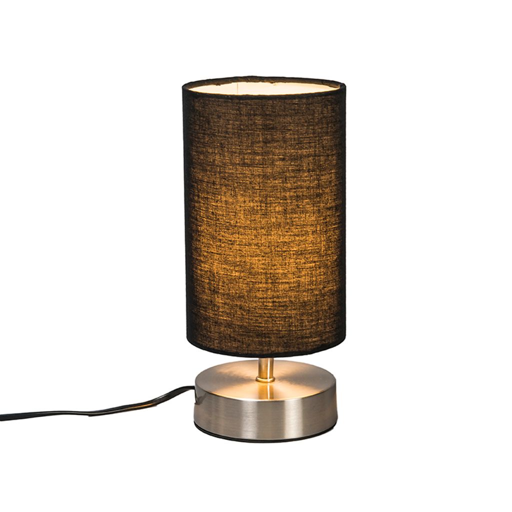 QAZQA - Moderne Tischleuchte I Tischlampe I Lampe I Leuchte schwarz mit Stahl I Silber I nickel matt - Milo 2 I Wohnzimmer I Schlafzimmer I Nachtti...