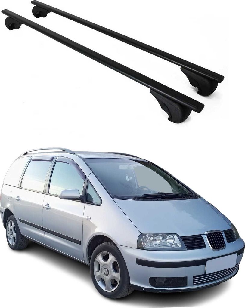Dachträger Grundtäger für Seat Alhambra mk1 1996-2010 75kg Metall Schwarz 2 tlg