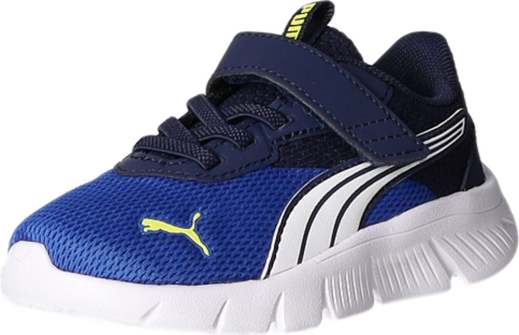 Puma Kinder-Jungen-Sneaker-Slipper-Klettschuh FlexFocus Modern AC+Inf Blau-Weiß-Gelb, Farbe:blau, EU Größe:26