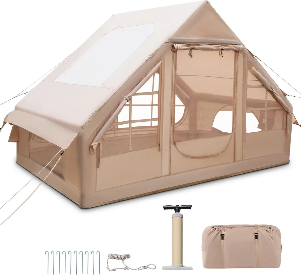 Tente de camping gonflable familiale pour 4 personnes avec fenêtres