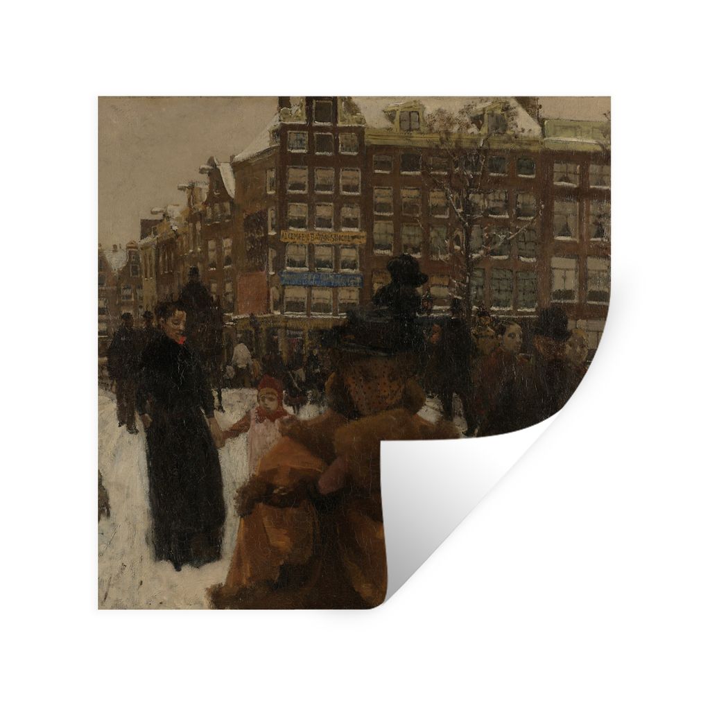 MuchoWow Wandtattoo Wandsticker Wandaufkleber Die Singelbrücke in der Paleisstraat in Amsterdam - Gemälde von George Hendrik Breitner 50x50 cm ...