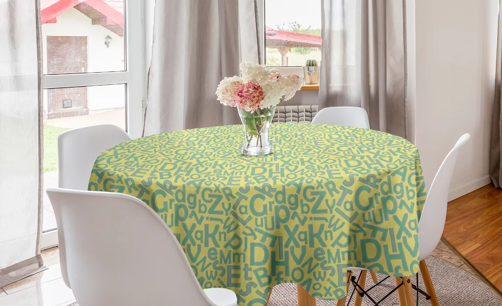 Tovaglia Cucina Rotonda 150cm Alfabeto Giallo | Arredo Moderno Abakuhaus - 1