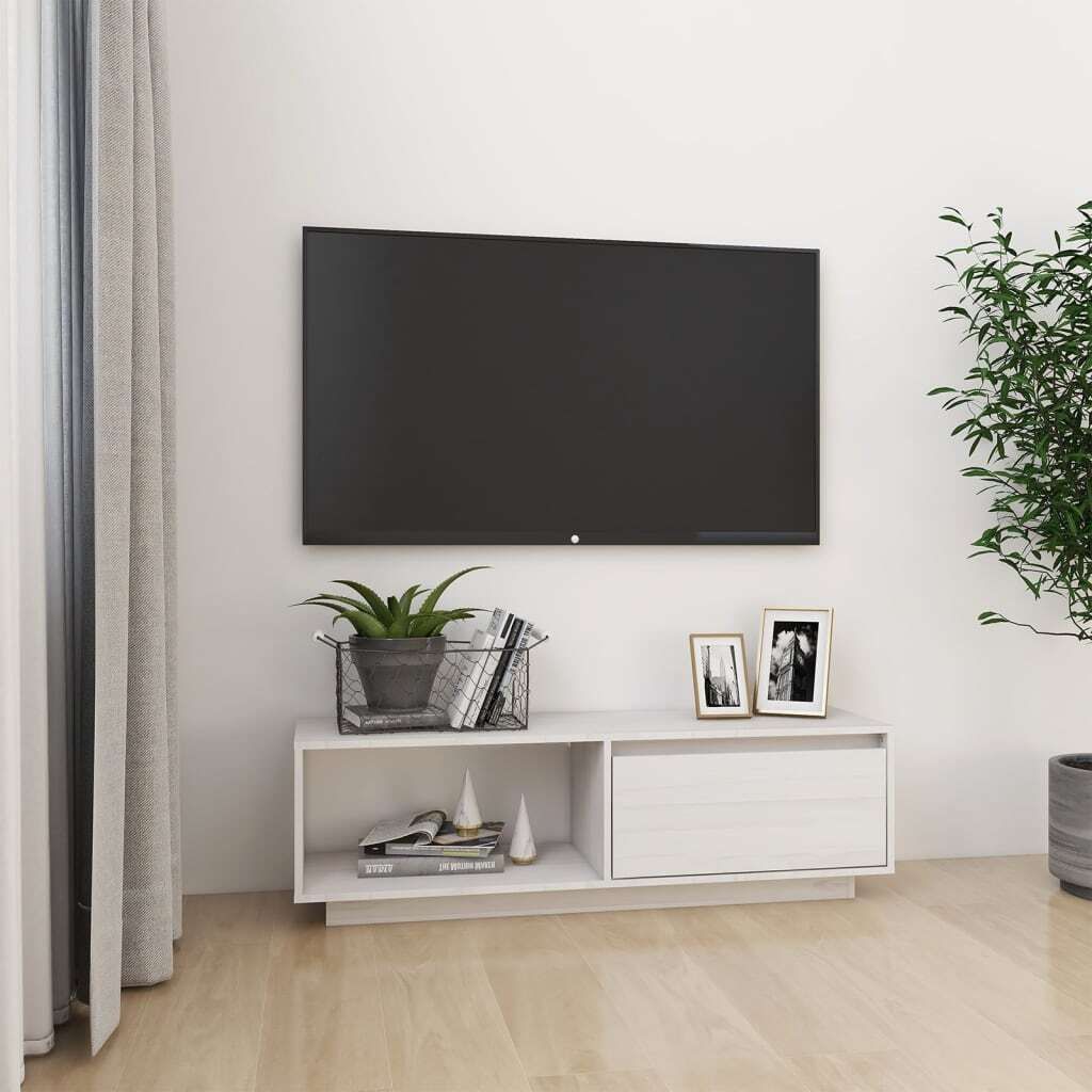 Maison Exclusive - TV-Schrank Weiß 110x30x33,5 cm Massivholz Kiefer