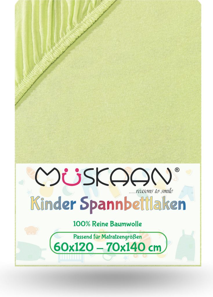 Jersey Kinder Spannbettlaken 60x120 cm - 70x140 cm Grün 100% Baumwolle