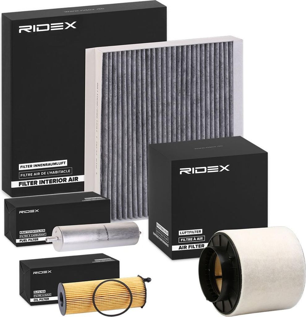 RIDEX Filterset Inspektionspaket Filtersatz für AUDI A4 Avant (8K5, B8) Q5 (8RB) A5 Sportback (8TA) A4 Limousine (8K2, B8) A5 Coupe (8T3) A4 Allroad