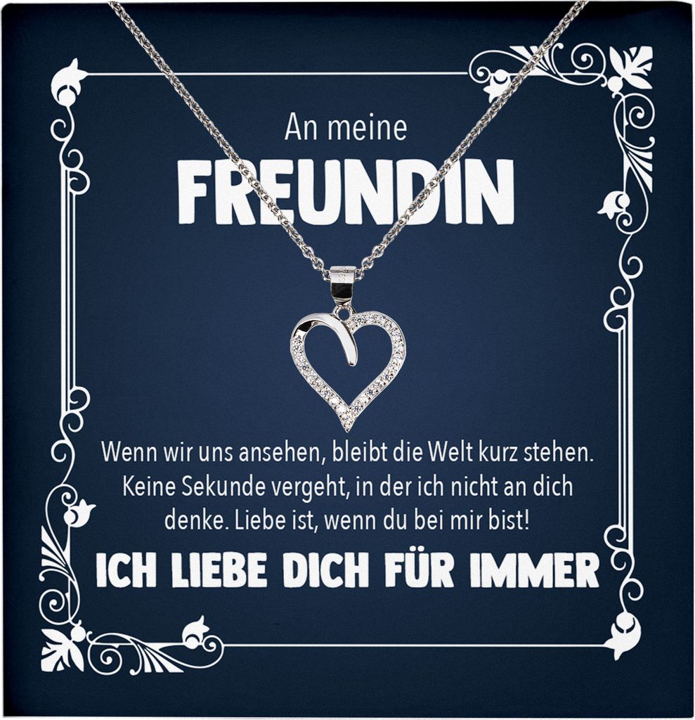 22Feels Echt Silber Halskette - Freundin Geschenk Frauen Schmuck Set Jahrestag Valentinstag Geburtstag Weihnachten - Herz Anhänger, Karte