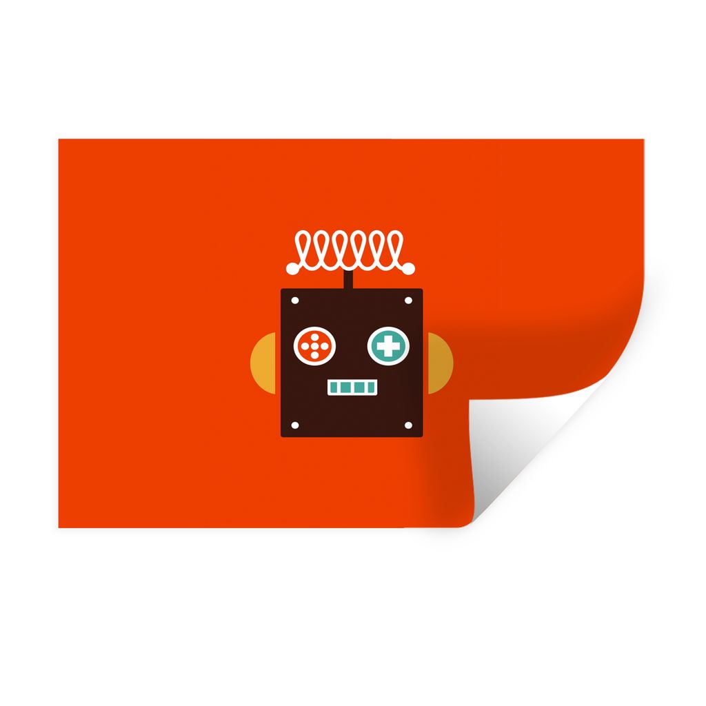 MuchoWow Wandtattoo Wandsticker Wandaufkleber Roboter - Formen - Gesicht - Orange - Jungen - Kinder 30x20 cm Selbstklebend und Repositionierbar -...
