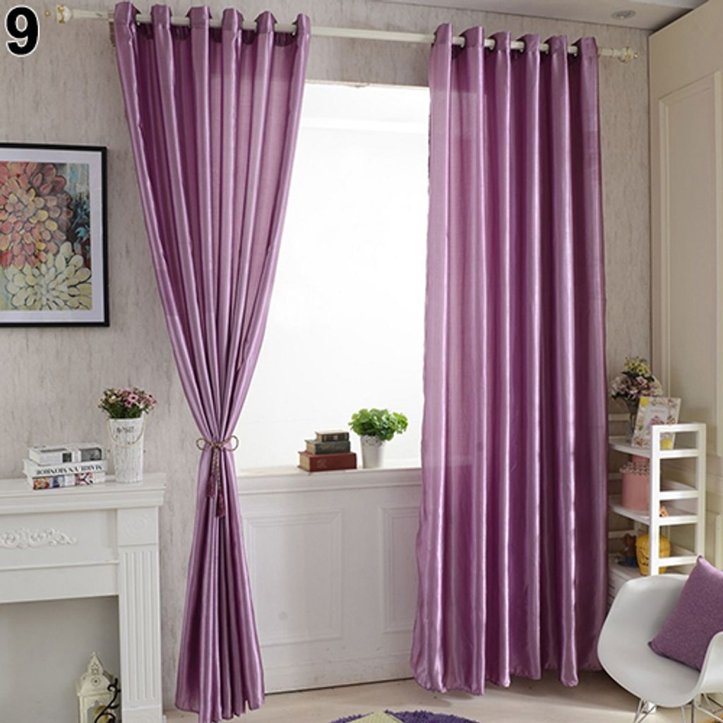 Durch Stab/perforierte reine Farbfenster Panel Drape Türraum Blackout Vorhang-Lila ,Größen:100cm x 200cm