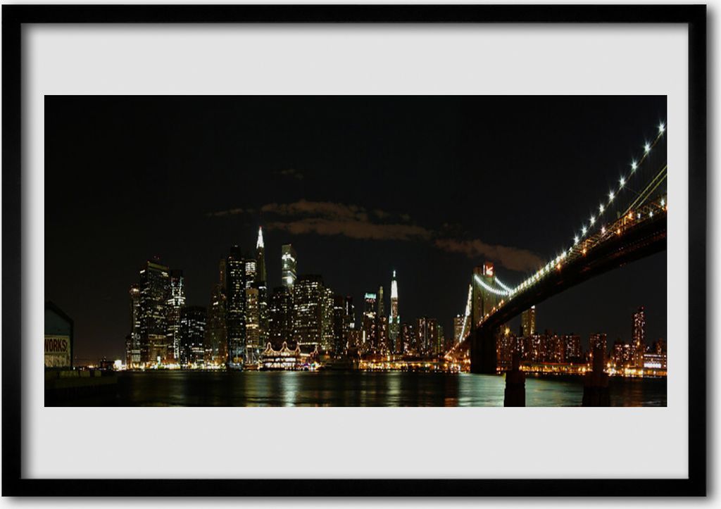 Bild 70x50 MDF-Rahmen Wandkunst Bridge City Architektur