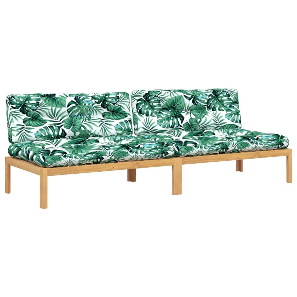 vidaXL Garten-Mittelsofas aus Paletten 2 Stk. mit Kissen Produktbild 