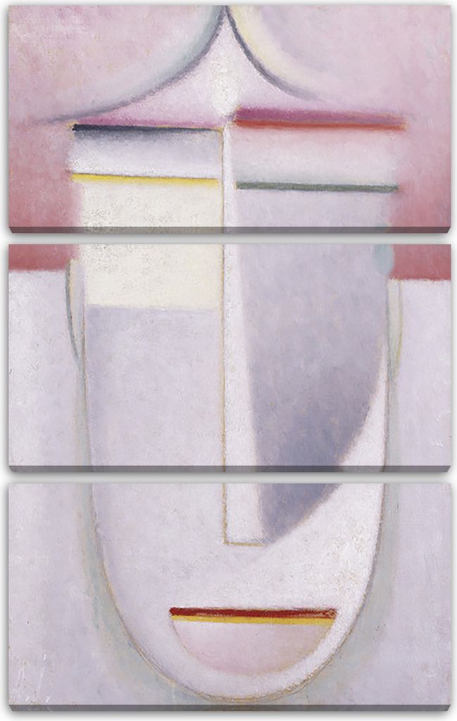Leinwandbild 3-teilig (80x120cm): Alexej von Jawlensky - Abstrakter Kopf Komposition 2 Winter, echter Holz-Keilrahmen inkl. Aufhänger, handgeferti...