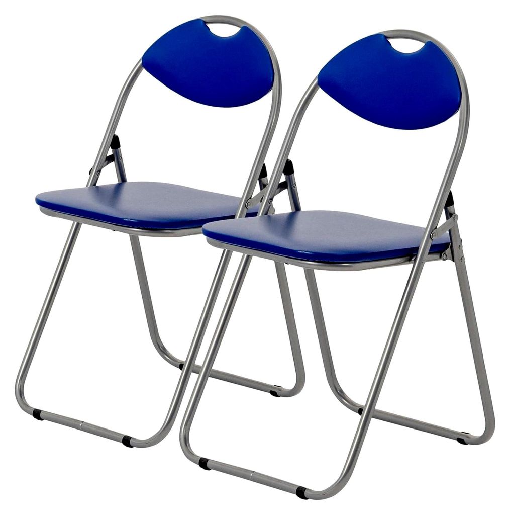 Gepolsterte Klappstühle - Metallrahmen für Büro, Schlafzimmer und Veranstaltungen - maximale Belastung: 114 kg - Blau - 2er-Pack