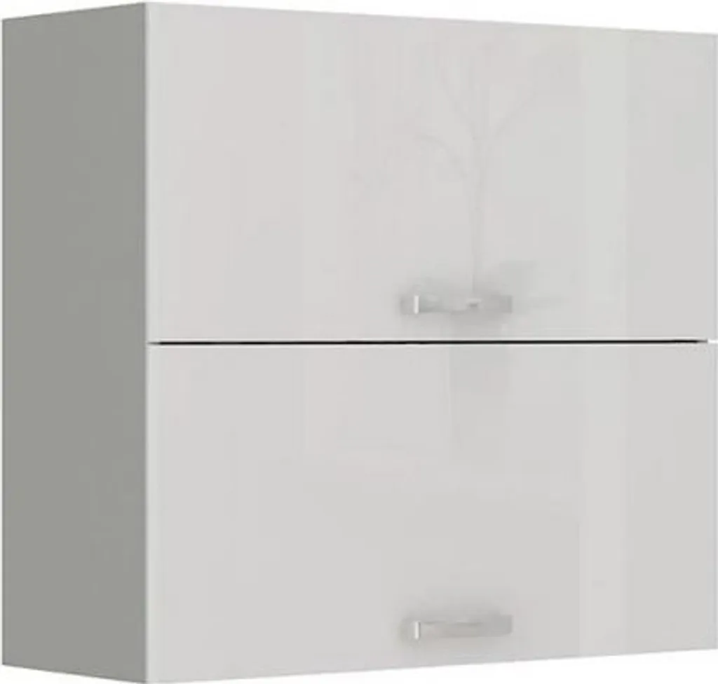Mobile Cucina Pensile 80 cm GENJI Grigio Bianco Lucido - Alta Qualità