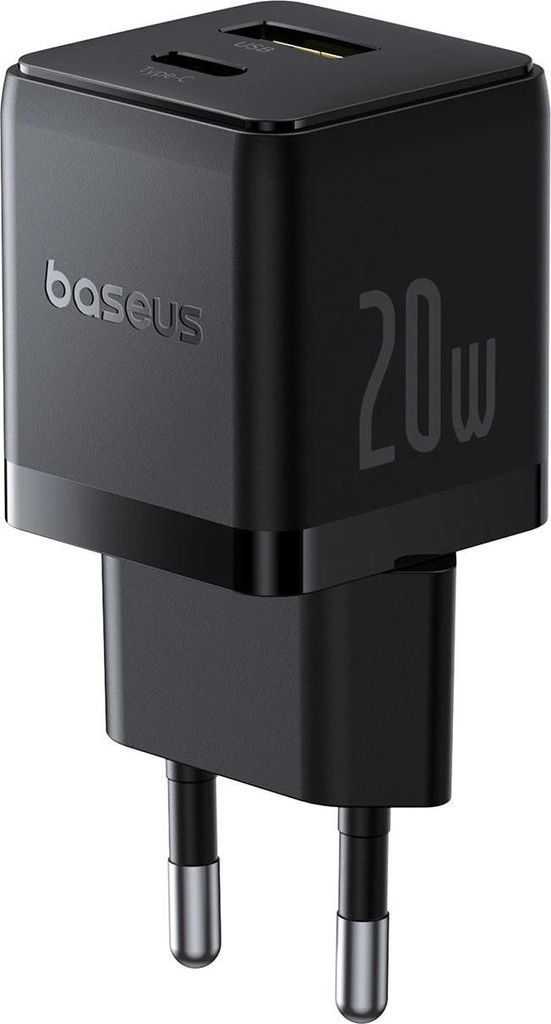 Baseus Autoladegerät Palm Fast Charger USB-C / USB-A 20W Schwarz