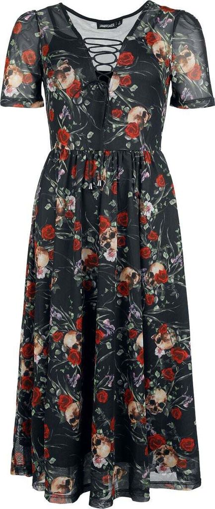 Jawbreaker Langes Kleid Damen Skull in Rose Mesh Mini Dress multicolor S