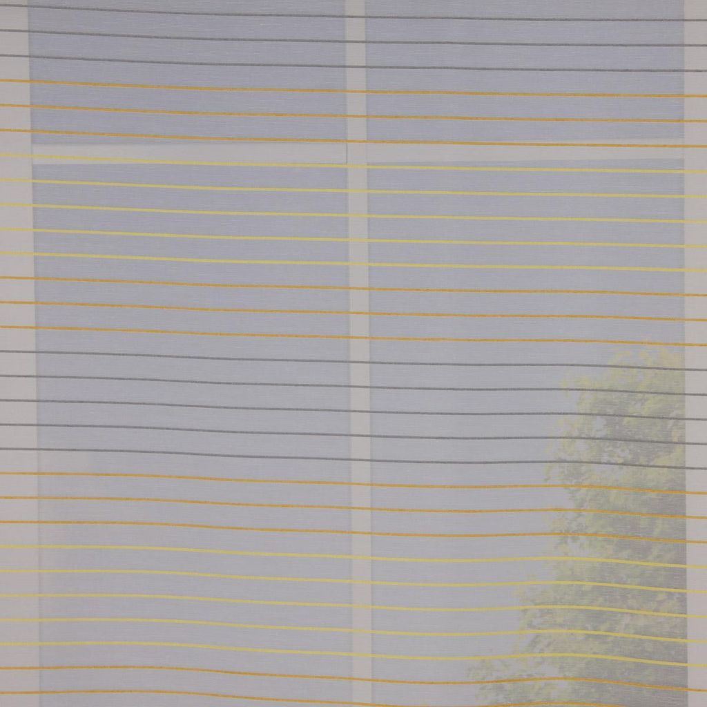 Dekostoff Gardinenstoff Voile Malados Streifen transparent weiß gelb grau 1,50m Breite