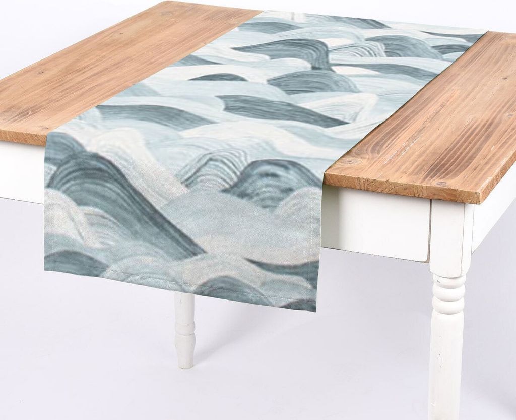 SCHÖNER LEBEN. Tischläufer Wellen blau 40x160cm