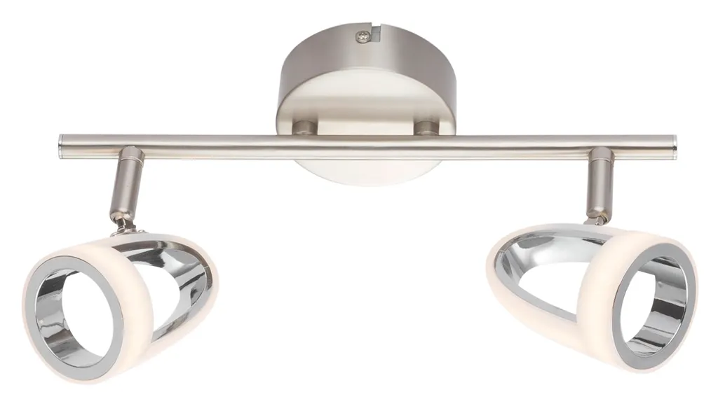 Rampe de 2 spots LED orientables 3000K blanc chaud avec interrupteur intégré