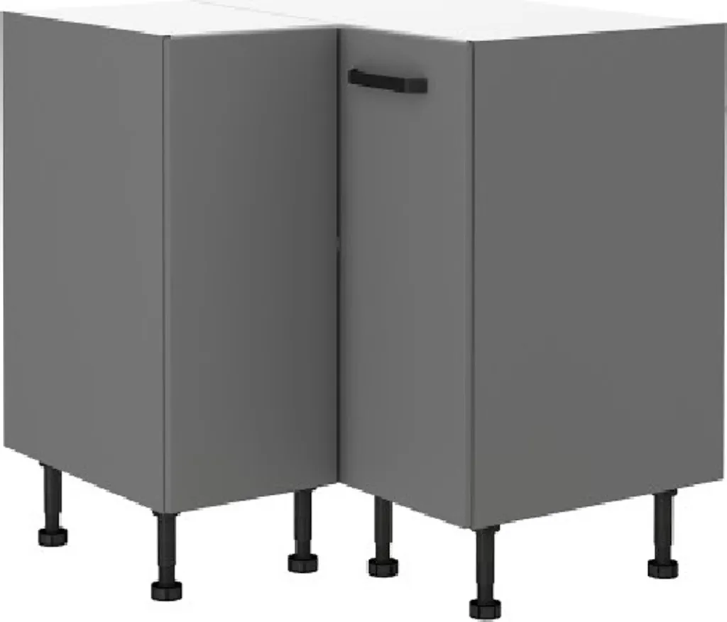 Meuble bas d'angle de cuisine NELJA 90 cm coloris anthracite élégant