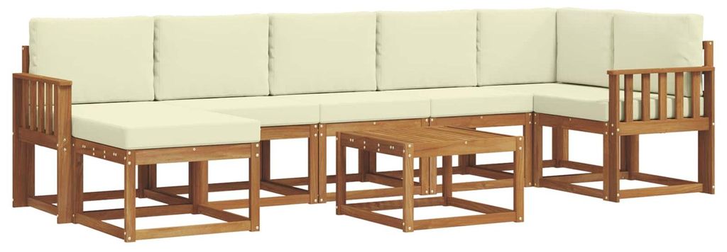 vidaXL Outdoor-Sofagarnitur mit Kissen 8 pcs Natur und Creme