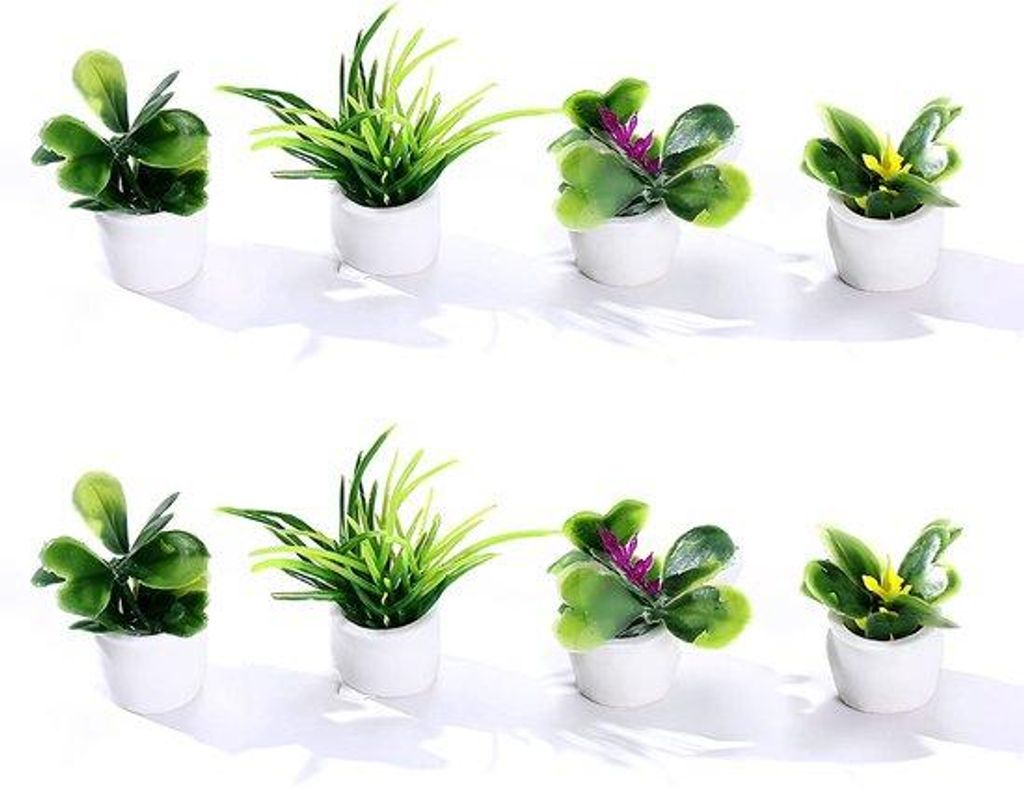 Miniaturenkunstpflanzen für Gärten, Mini-Bonsai-Topfpflanzen, 8 Stück