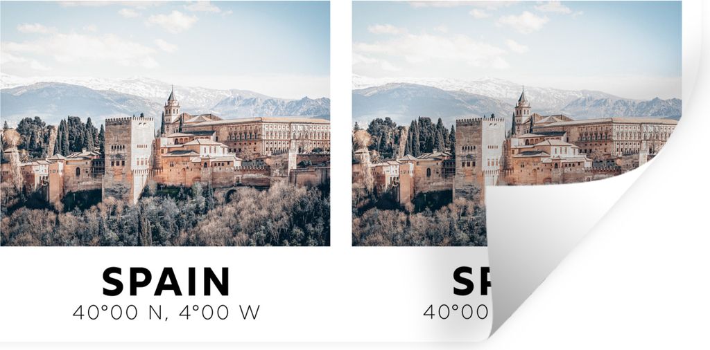 MuchoWow Wandtattoo Wandsticker Wandaufkleber Spanien - Burg - Berge - Sommer 160x80 cm Selbstklebend und Repositionierbar - Sticker - Dekorfolie