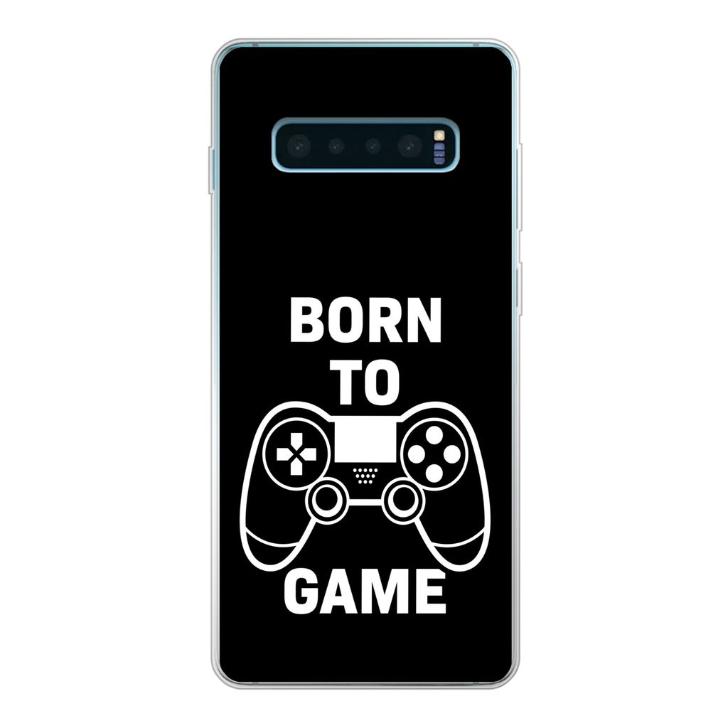 MuchoWow Handyhülle Schutzhülle Hülle für Samsung Galaxy S10 Lite Gaming - Zitate - Controller - Zum Spielen geboren - Schwarz - Weiß Siliko...