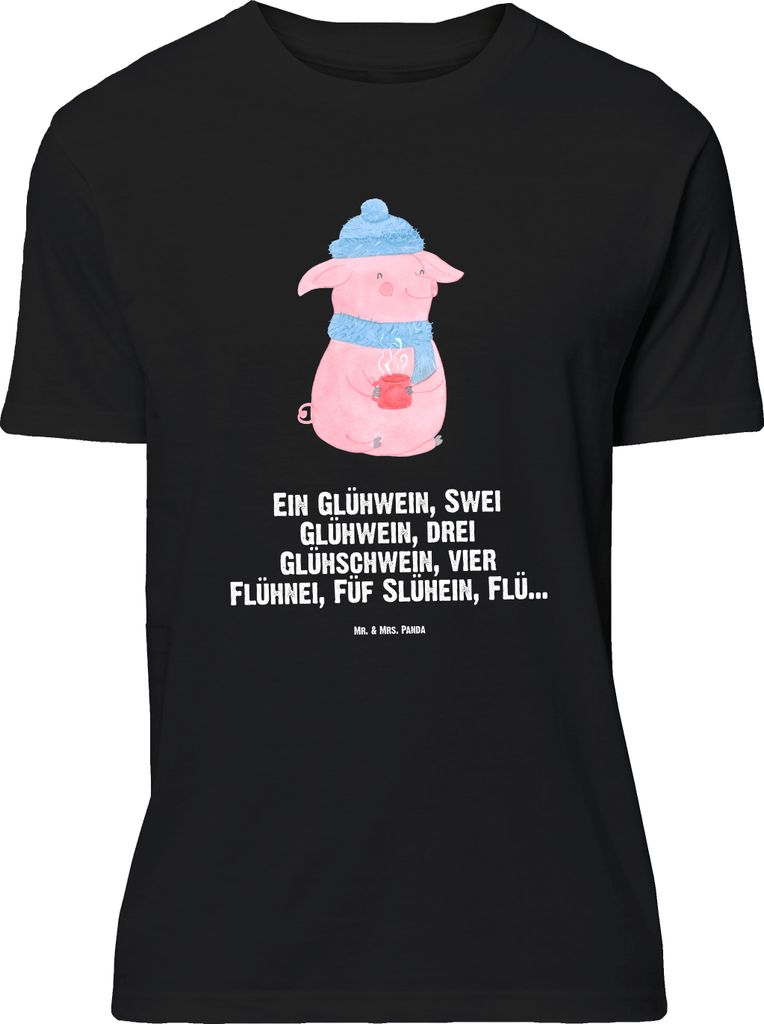 Mr. & Mrs. Panda Größe XL T-Shirt Schweinchen Glühwein - Schwarz - Geschenk, Shirt, Spruch, Betrunken, Tshirt, mit, Weihnachtsmarkt, Weihnachten