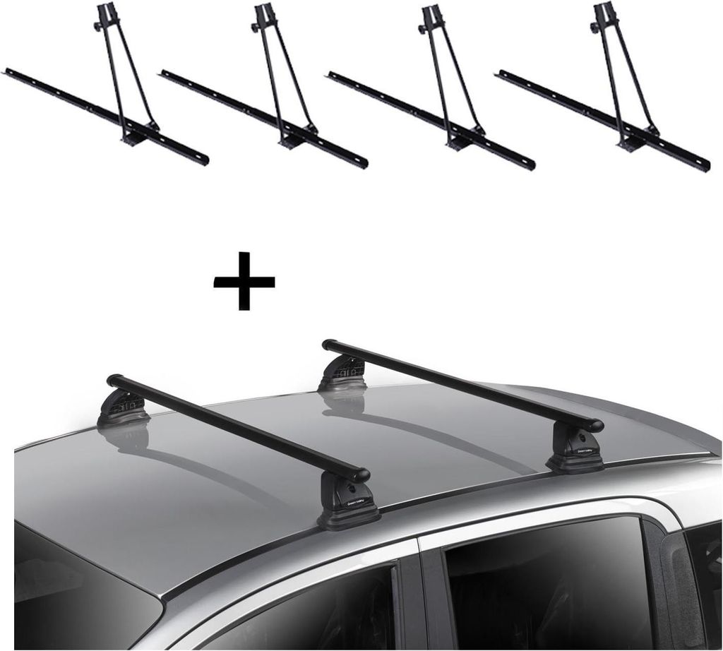 4x Fahrradträger ORION + Dachträger VDP EVO Stahl kompatibel mit Mercedes CLA (C117) 4 Türer 2013-2019