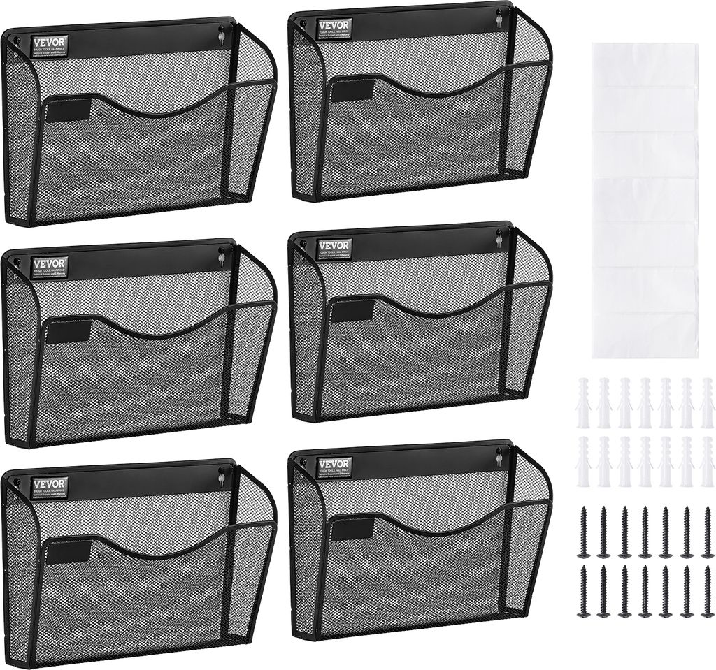 VEVOR 6 Pack Wand Zeitungshalter, Einzelfach wandmontierter Organizer Zeitungsständer aus Metall, Magazinhalter Prospekthalter für Zeitschriften ...