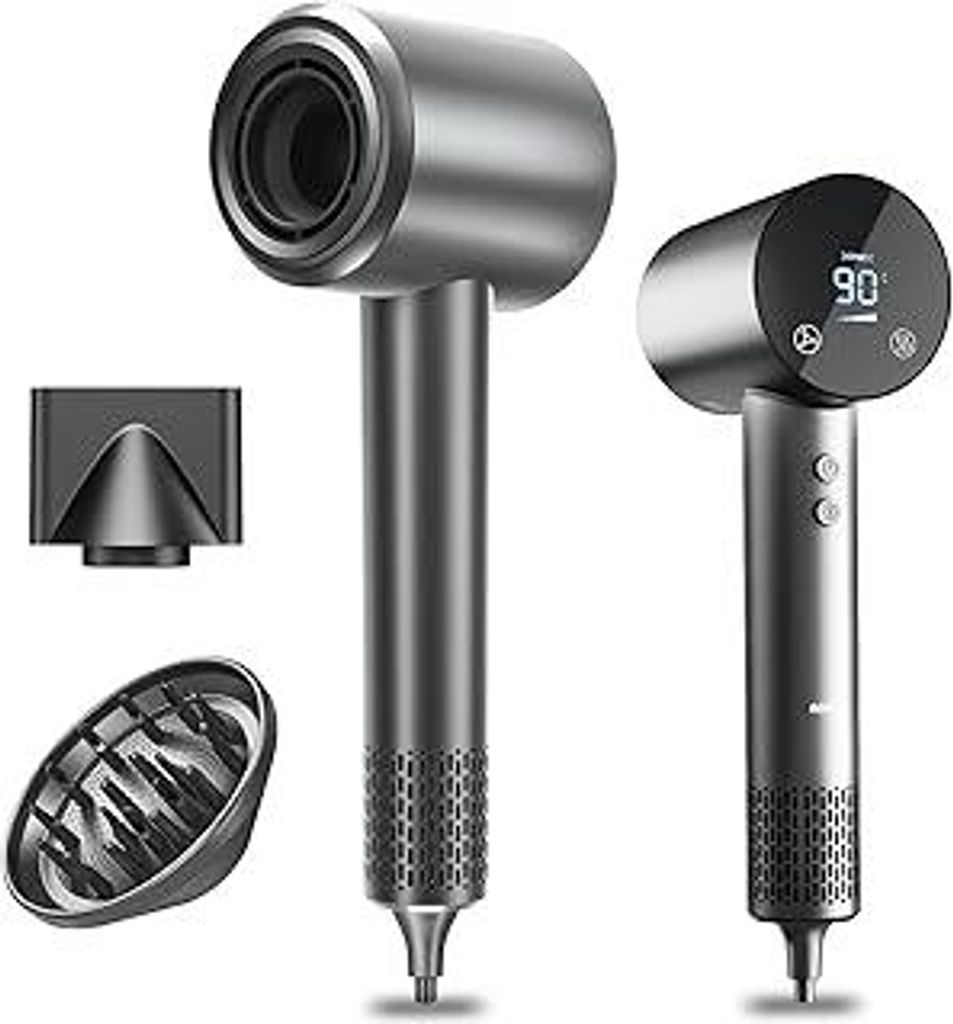 Föhn Fön Haartrockner mit diffusor Ionen Föhn Hair Dryer 1500W HD Display Temperatur Touchscreen haarföhn ionen haartrockner 4 Temperaturstufen...