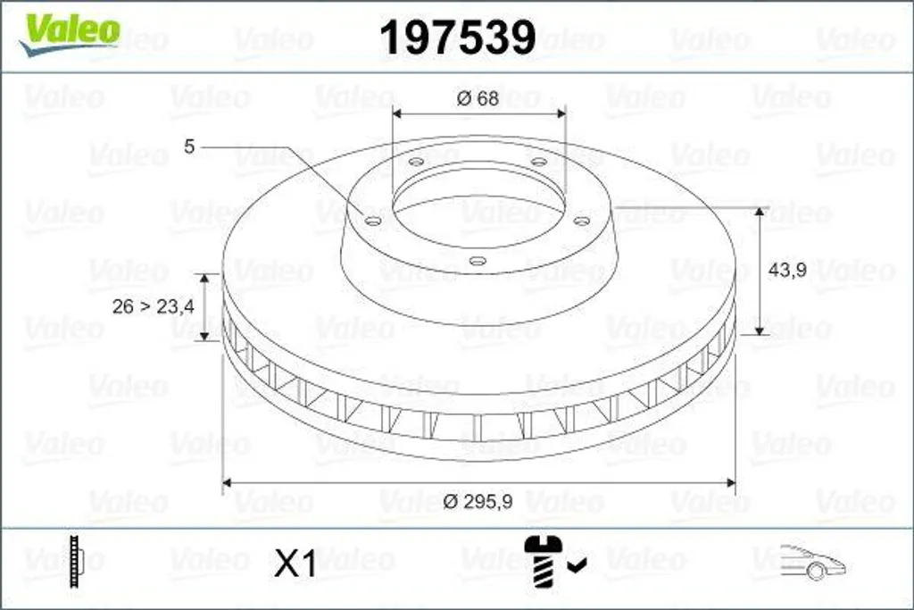 Disque de frein Valeo 197539 OE 402060002R pour Renault Megane Scenic