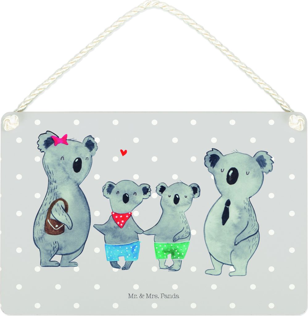 Mr. & Mrs. Panda Schild Koala Familie zwei DIN A4 - Grau Pastell - Geschenk, Familienleben, Muttertag, Wandbild Holz, kleine aufmerksamkeit, holzbi...