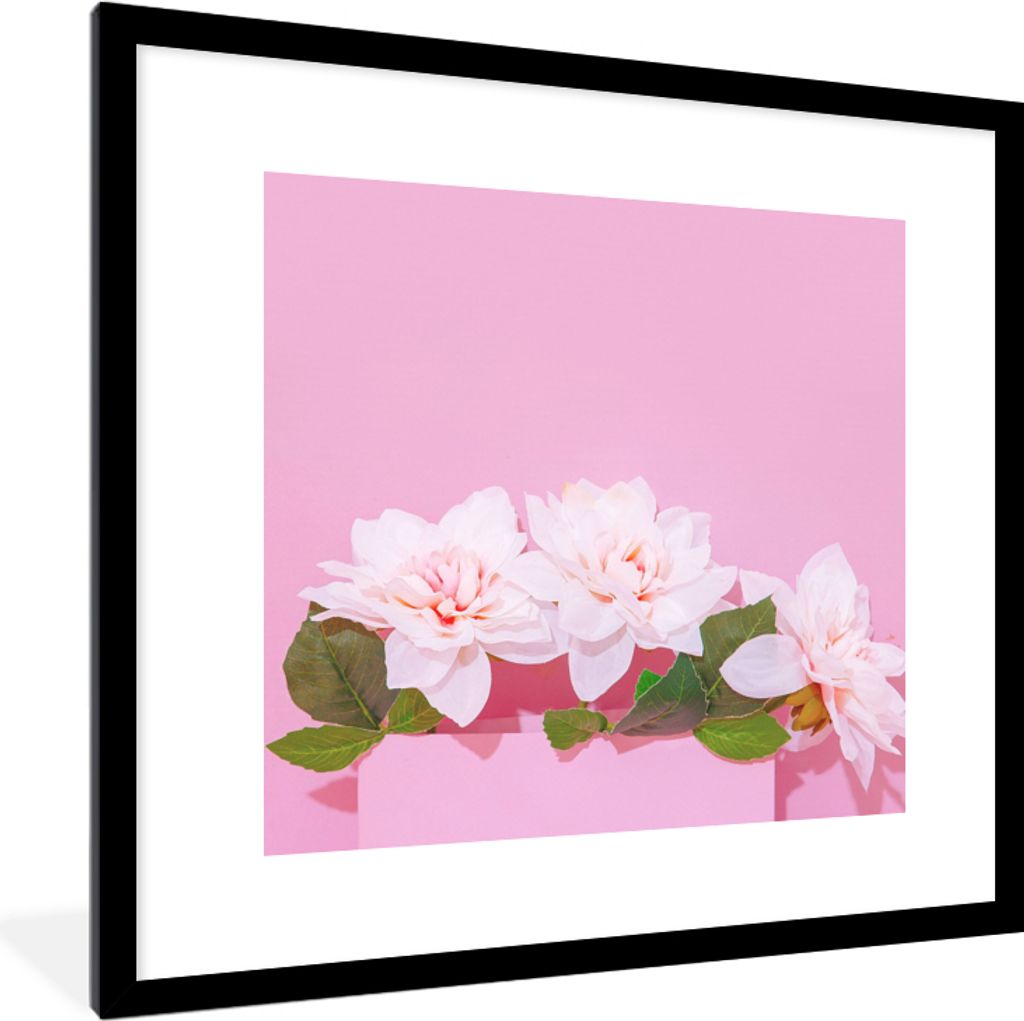 MuchoWow Gerahmtes Poster Blüte - Sommer - Rosa 40x40 cm - Poster mit Schwarzem Bilderrahmen Wandposter Rahmen Foto Bilder - Poster - Plakat im ...