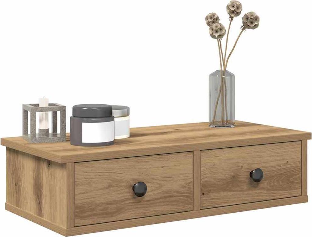 "im Angebot" Wandregal mit Schubladen Artisan-Eiche 60x28x15cm Holzwerkstoff - Wandregale CC24508