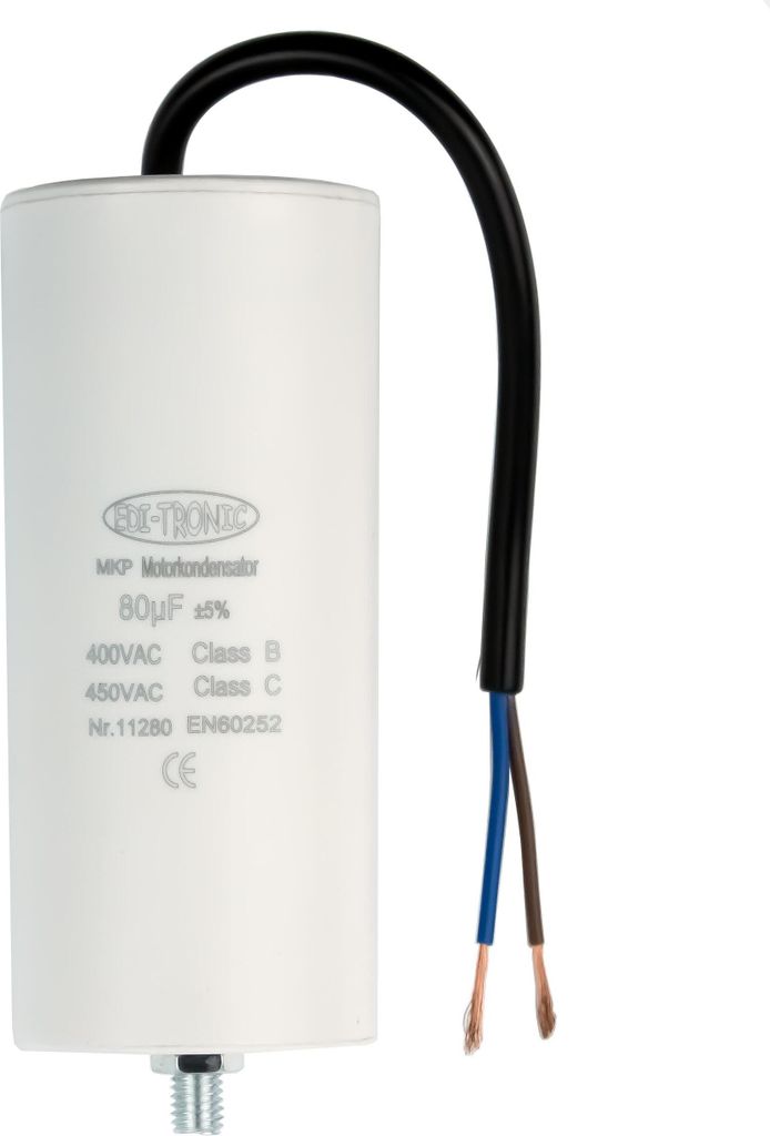 MKP Motorkondensator, Arbeitskondensator Anlaufkondensator Kondensator 450V - Anschluss: Kabel - Wert: 80μF
