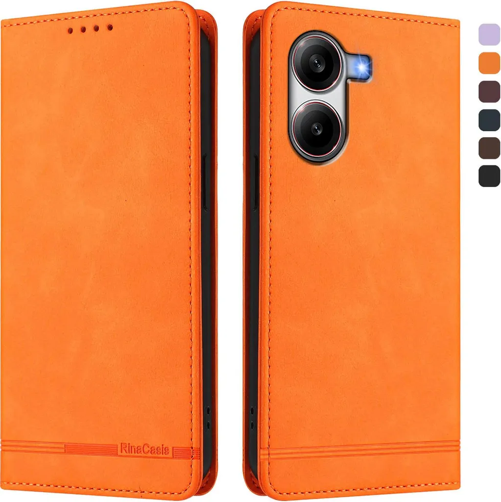 Custodia Xiaomi Poco X7 Pro Orange - Cover Retro Flip Stand & Card Slot